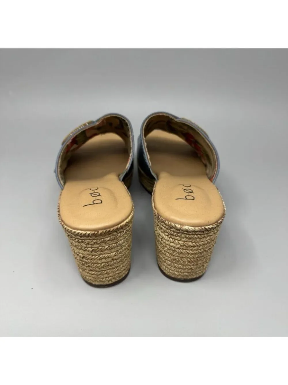 Born B.O.C. Maribel Blue Faux Leather Espadrille Wedge Women's Sz 8  Sandals